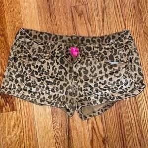 Leopard jean shorts